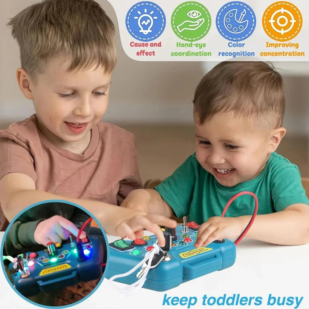 Planche occupée, interrupteur de lumières Led, jouets sensoriels Montessori, Puzzle électrique Portable, jouet éducatif précoce, cadeau pour enfants en bas âge