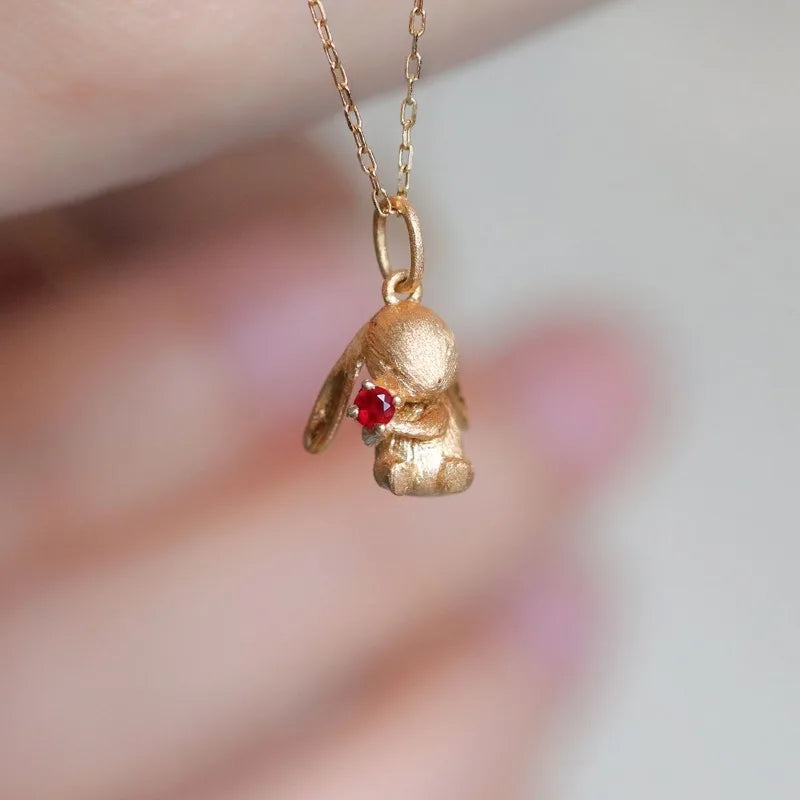 Ensemble de bijoux lapin mignon, boucles d'oreilles artisanales en or ancien mat pour femmes, bague, collier, cadeaux pour petite amie, nouveauté