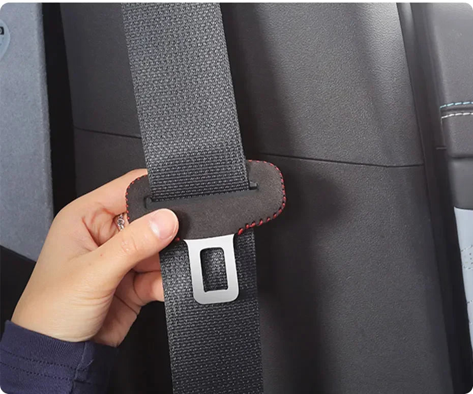 Boucle de ceinture de sécurité de voiture, Clip de protection, couverture intérieure avant et arrière, ceinture de sécurité automobile, Bulckle, Clips en cuir, accessoire