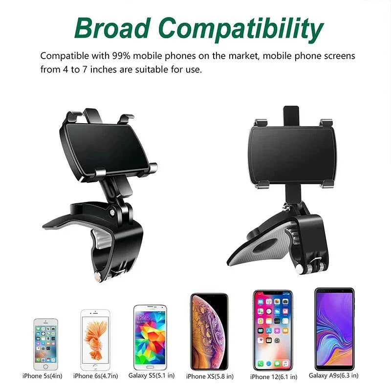 Support de téléphone de voiture rotatif à 360 degrés, Support GPS universel, Clip de tableau de bord, Support de téléphone portable de voiture dans la voiture pour iPhone