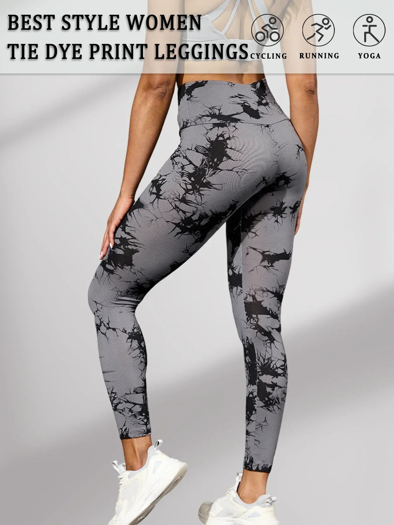 Leggings de teinture par nouage taille haute pour femmes, collants d'athlétisme, de Yoga, de course, de gymnastique, non transparents, Push Up, Fitness