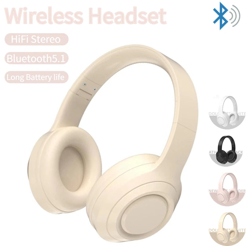 Écouteurs sans fil Bluetooth sur l'oreille casques stéréo HIFI réduction du bruit écouteurs de jeu de sport lecteur de musique avec micro cadeaux