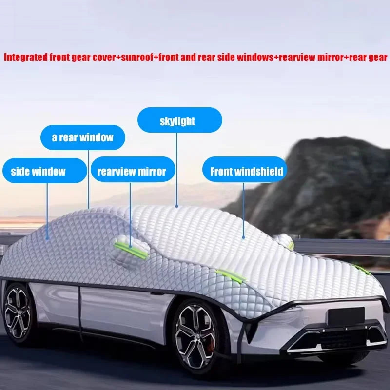 Outdoor car cover, waterproof, four-season windshield protector, hail protection, snow cover, sunshade, frost protection pieces