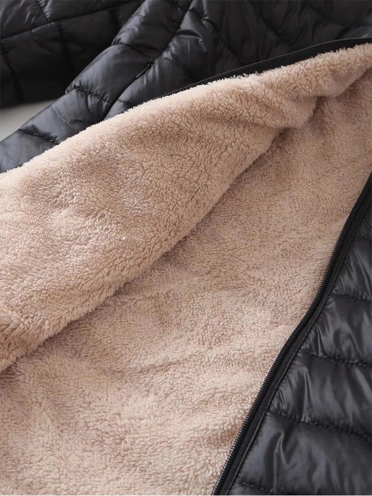 Nouvelle édition coréenne mi-longue à capuche femmes vestes automne hiver mi-longue bureau coton manteaux chaud agneau polaire Parkas