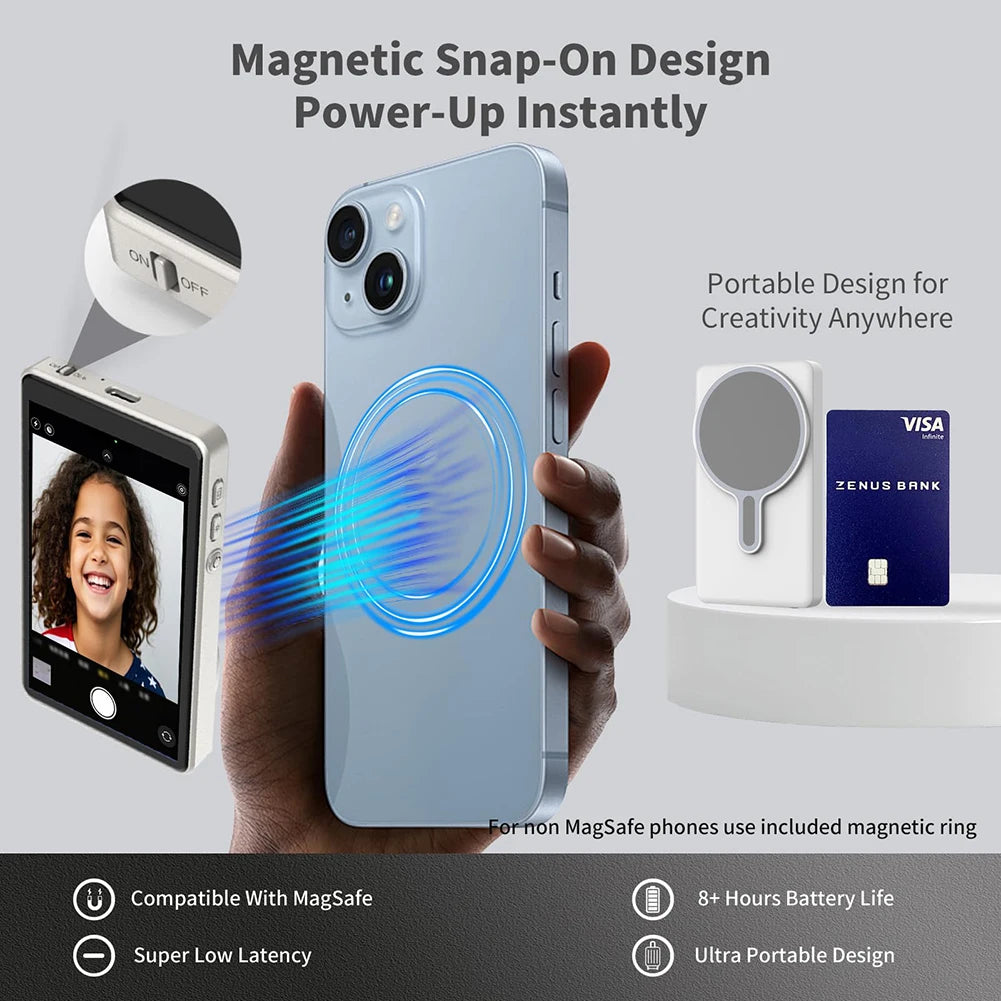 Smartphone moniteur magnétique écran projecteur téléphone caméra arrière Selfie pour Vlog enregistrement vidéo en direct pour Android iPhone