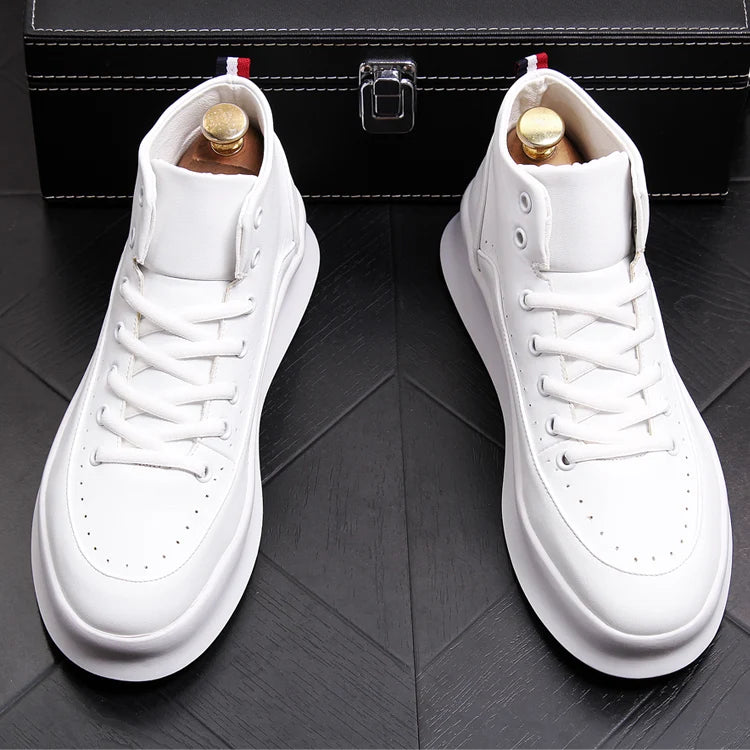 Marque designer hommes bottes rouge blanc chaussures en cuir de vache beaux appartements chaussure plate-forme botte cheville botas masculinas chaussures homme