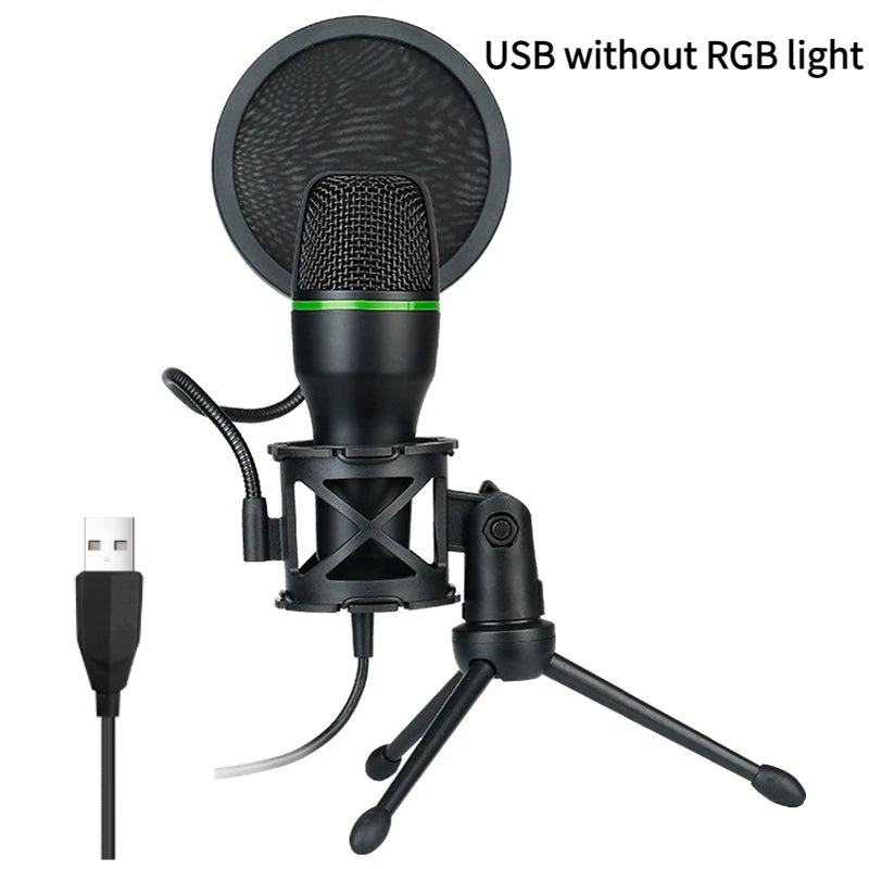 Microphone filaire à condensateur USB, 3.5mm, pour PC, ordinateur portable, jeu, Podcast, Studio, professionnel, Anti-soufflage, pour bureau