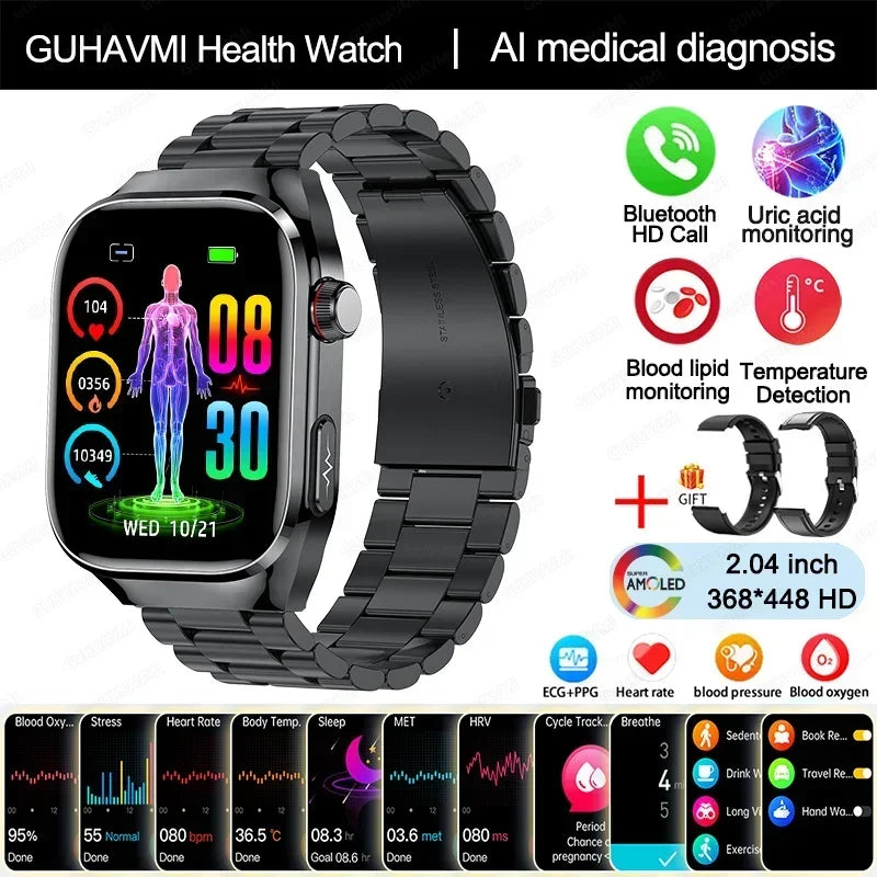 Xiaomi pression artérielle acide uricique graisse corporelle Smartwatch Micro examen physique orgue santé montres Bluetooth appel montre intelligente
