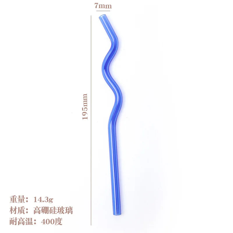 Pailles en Verre Réutilisables Ondulées Colorées Transparentes, Tube à Haute Teneur en Borosilicate, pour ix, Bar