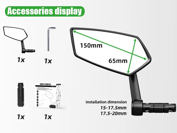 RBRL rétroviseur de vélo vtt guidon fin miroir HD grand Angle étendu Durable vélo rétroviseurs latéraux pour Scooter électrique