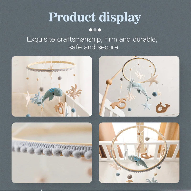 Hochets pour nouveau-né de 0 à 12 mois, jouets en feutre doux, cloche de lit de baleine, berceau Mobile suspendu, carrousel Musical, jouet pour garçons et filles, cadeau