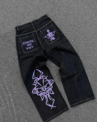 American Y2K 2025 New Baggy Wide Leg Black Oversized Jeans Women's Casual Street Joker Denim Pants Couple Jeans Vintage Streetwear