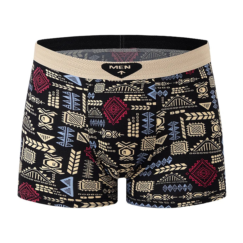 Fashionable and versatile printed underwear for men, 5-piece set, all seasons, comfortable, plus size, youthful boxer shorts, casual shorts