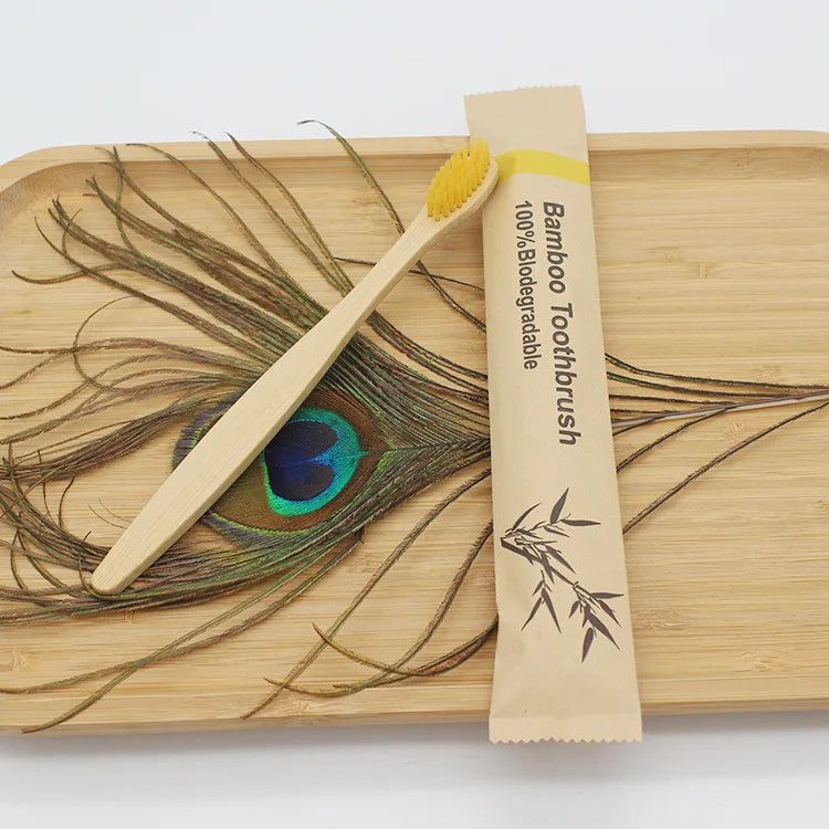 Brosses à dents en bambou 100 pièces brosse à dents réutilisable écologique adulte brosse à dents souple en bois écologique végétalien
