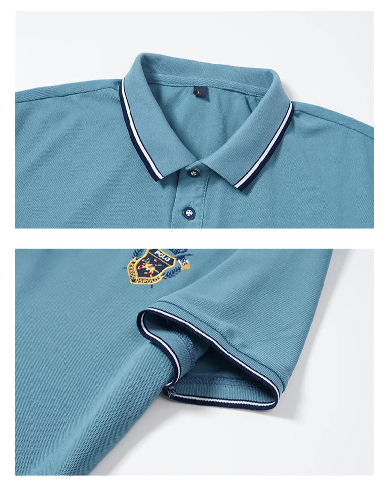 Nouveaux hommes polos brodés été à manches courtes chemise de luxe haut décontracté revers T-shirt respirant léger T-shirt Homme