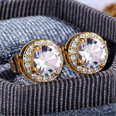 Boucles d'oreilles rondes en cristal pour femmes, argent regardé 925, bijoux de mariage vintage, luxe, blanc, Zcomprend sur pierre
