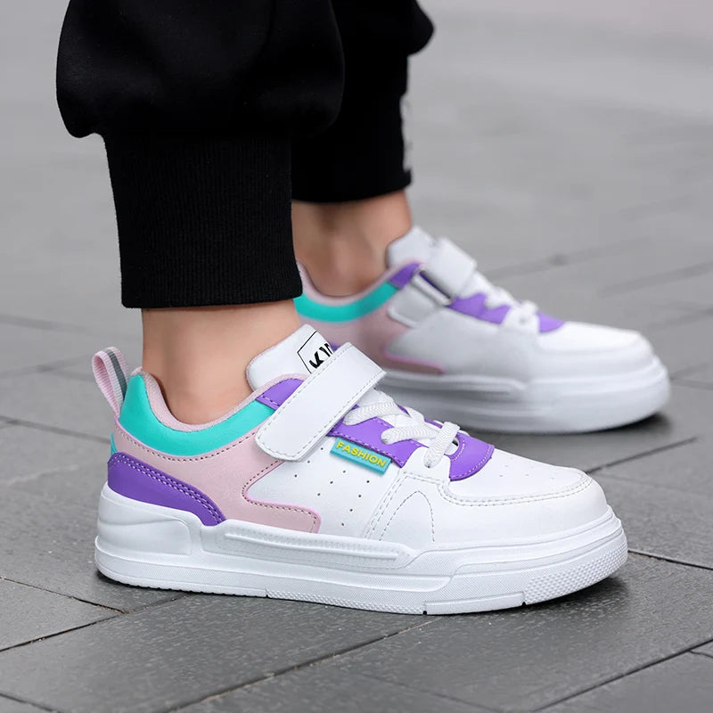 Chaussures de sport imperméables pour enfants, chaussures décontractées pour étudiants, chaussures de planche en cuir à fond plat, chaussures de course pour garçons et filles