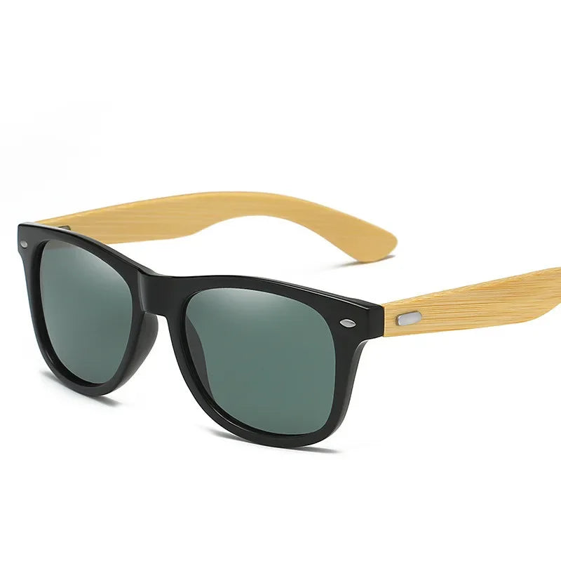 Lunettes de soleil en bois de bambou pour hommes et femmes, classiques, Non polarisées, UV400, Vintage, pour la conduite, noires, pour la pêche, UV400