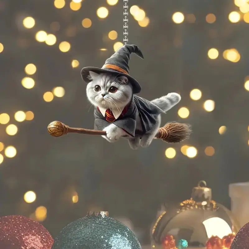 Modern Christmas decoration for home, car pendant, Christmas tree ornament, funny 2D acrylic cat ornament