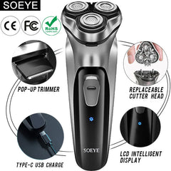 Rasoir électrique pour hommes rasoir électrique SOEYE rasoir pour hommes lame flottante 3D tondeuse à barbe Recharge USB Machine de coupe de cheveux
