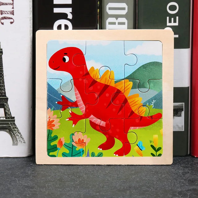 Puzzle en bois de petite taille, jouets Montessori pour bébé, jeu de société 3D, jouets éducatifs, cadeau pour enfants, 9 pièces
