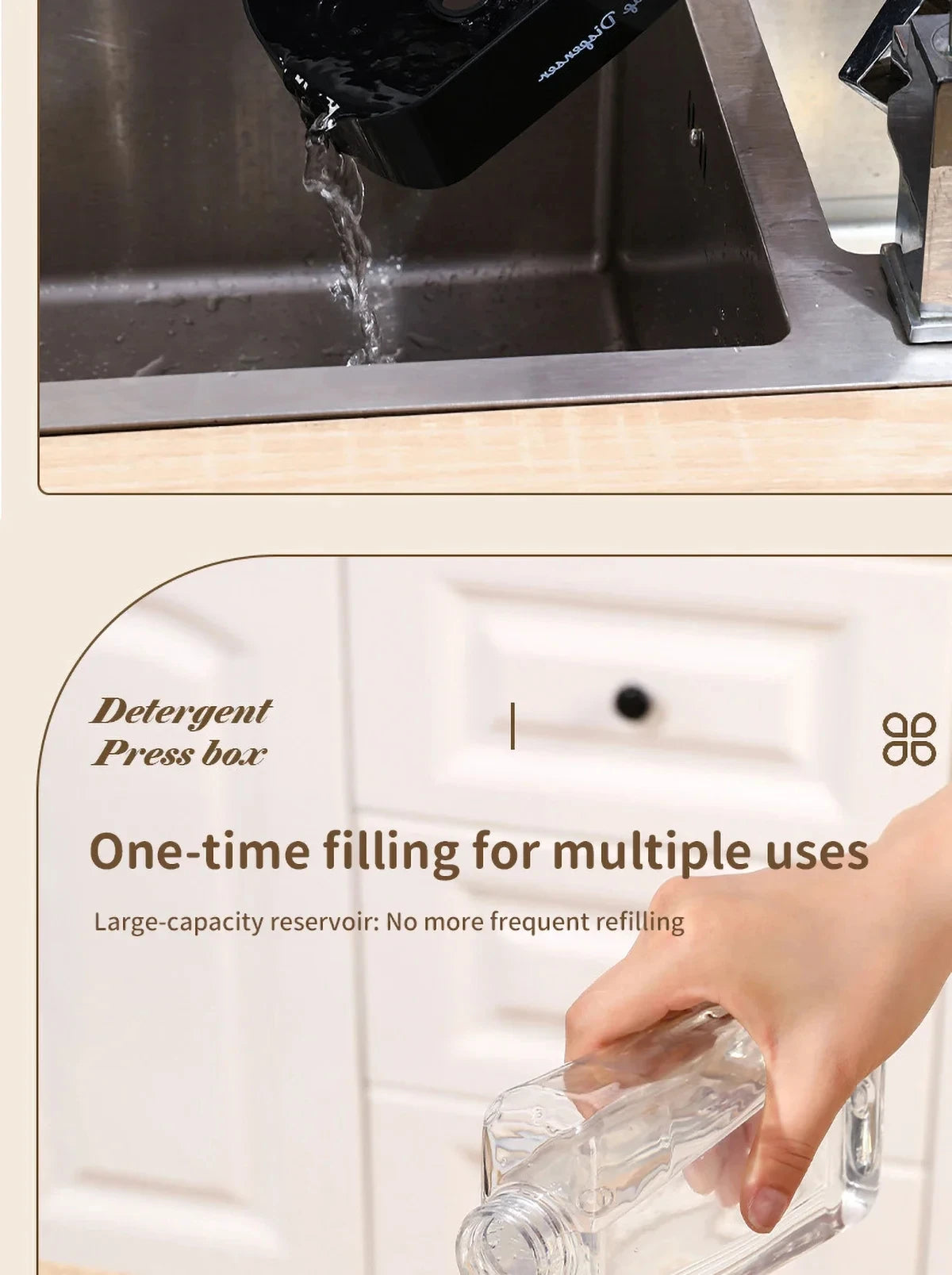 Ensemble distributeur de savon pour les mains et la vaisselle, distributeur de détergent, porte-éponge, pompe à savon de comptoir 2 en 1 pour évier de cuisine