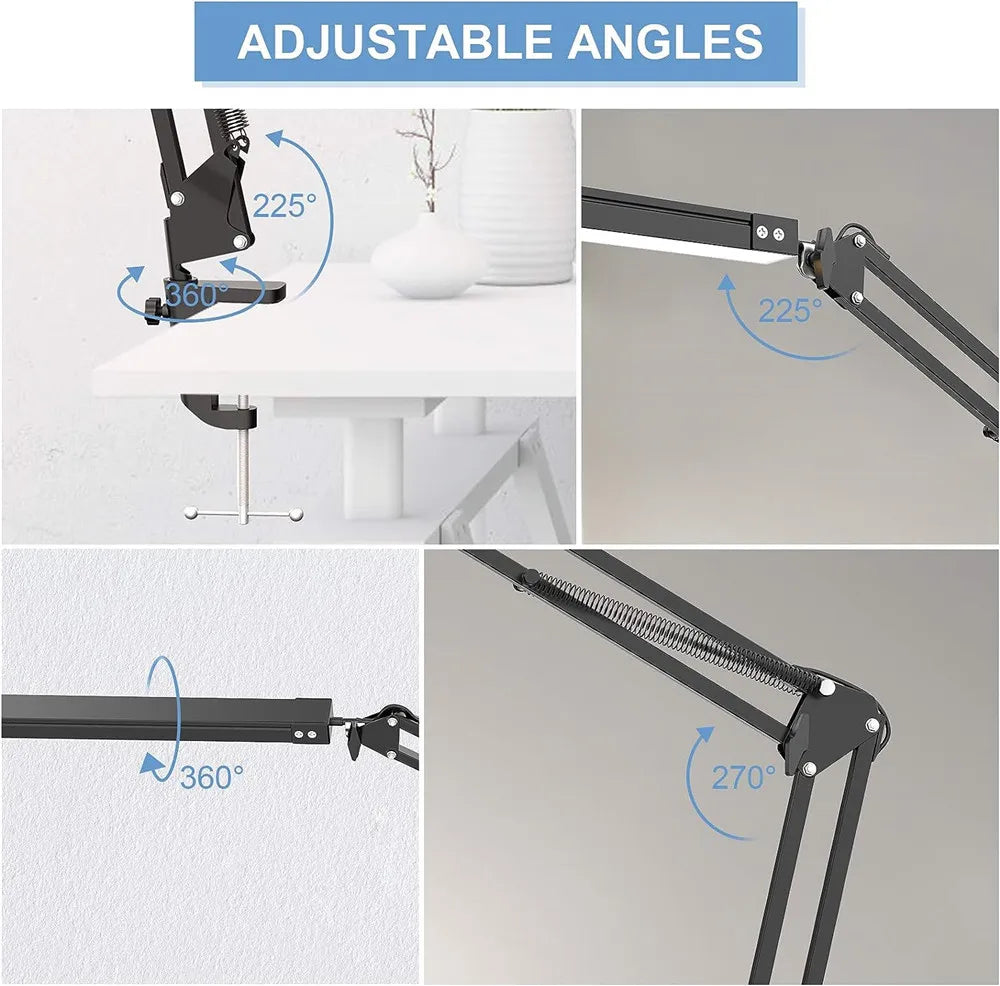 LED desk lamp, adjustable flexible reading lamp with variable brightness, 3 colors, 10 brightness levels, table lamp with memory function for the office