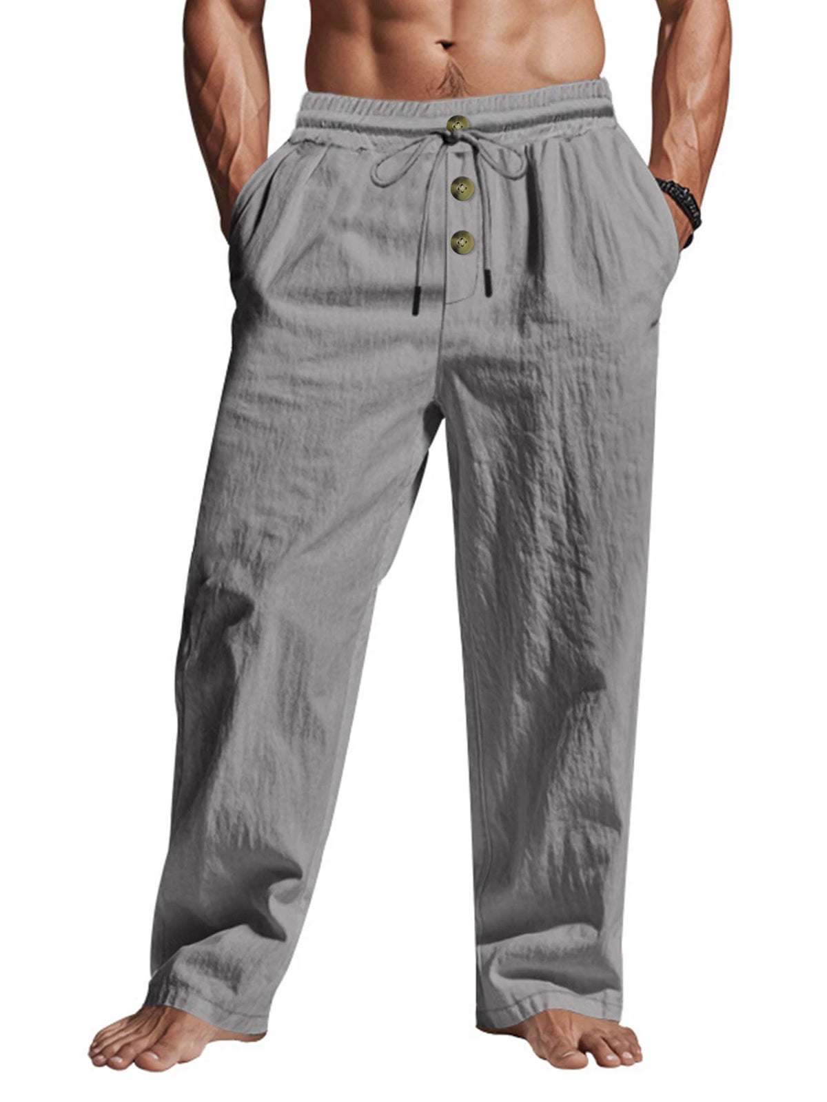 Pantalon décontracté homme 2025 printemps/été nouveau homme grande taille blanc pantalon droit solide plage noir Fitness pantalon S-XXXL