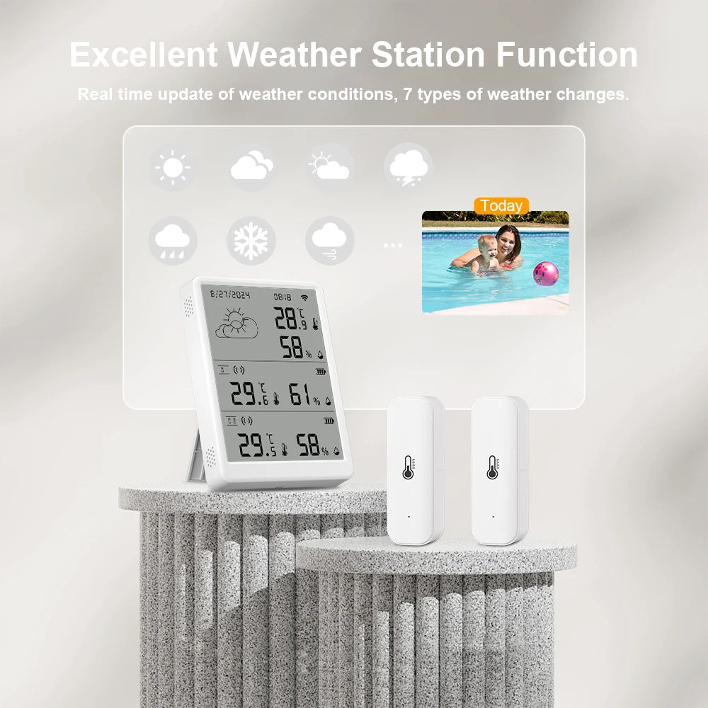 Tuya – Station météo WiFi, capteur de température, Kit thermohygromètre intelligent, passerelle Wi-Fi et thermohygromètre 433mhz avec alerte par application