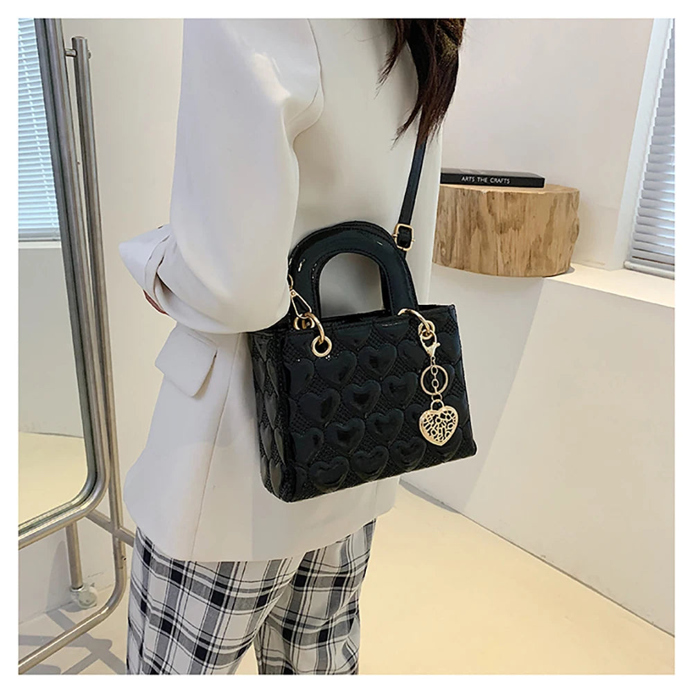 Red Love - Women's Patent Leather Handbag, Glossy Surface, High-End Design, Wedding Cuff Bag, Striking Shoulder Bag, New Fashion 