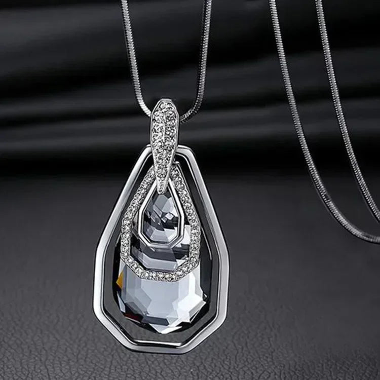 Colliers longs avec pendentif trapézoïdal en pierre semi-précieuse pour femmes, Vintage carré géométrique, cadeaux féminins, bijoux, nouvelle collection 2025