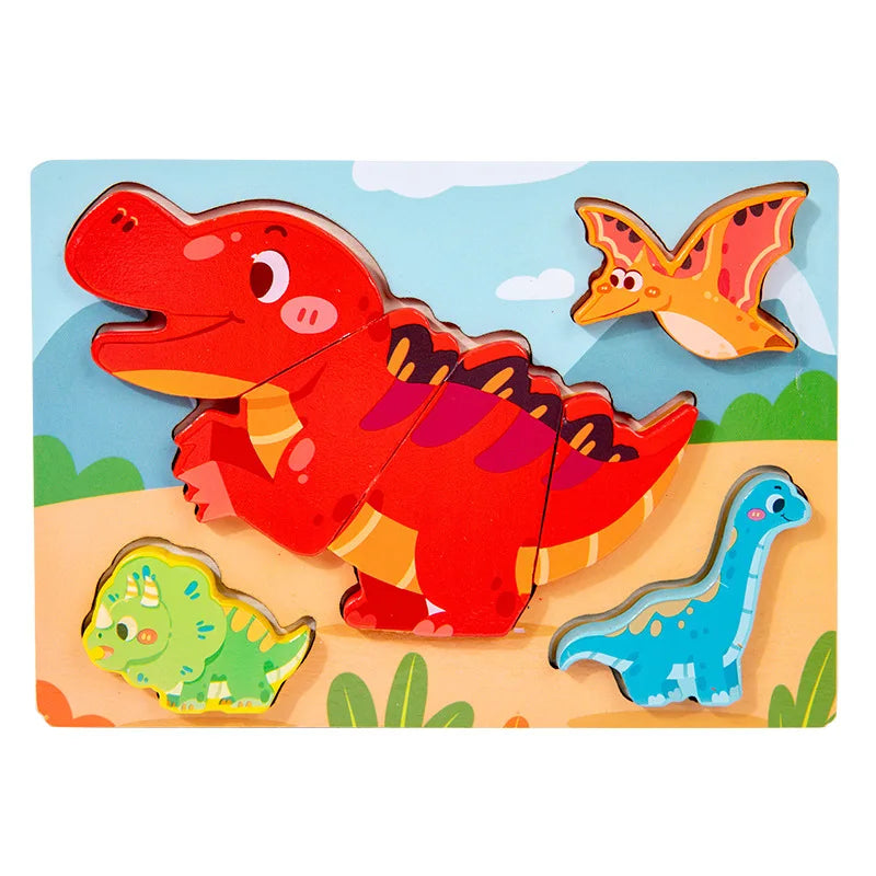 Puzzles en bois Montessori pour enfants, jouets Montessori pour tout-petits de 2 3 4 5 ans, Puzzle 3D, jouet éducatif dinosaure