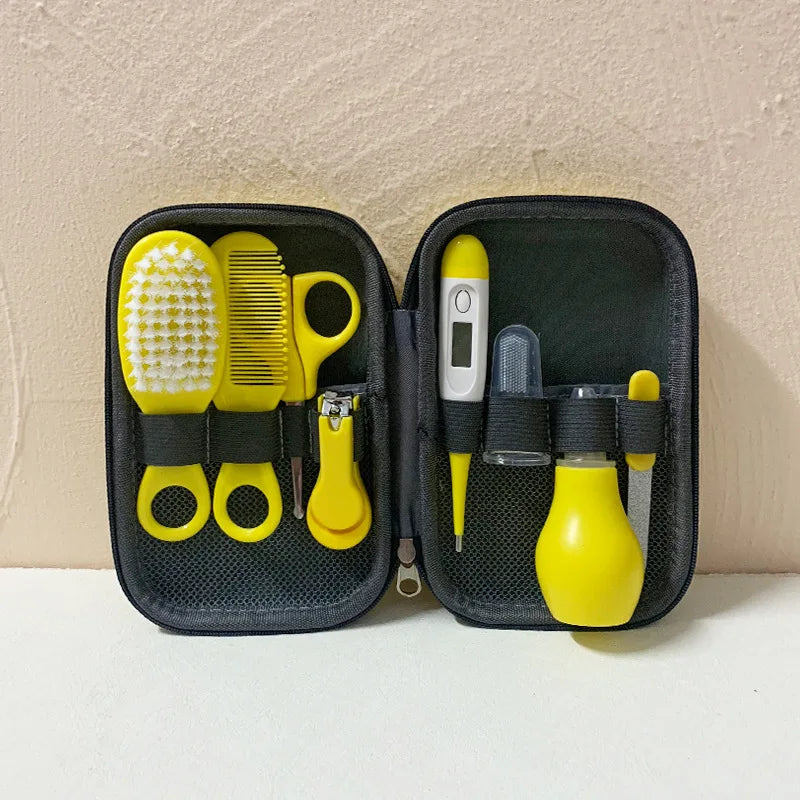 Nouveau-né 8 pièces/ensemble bébé soins de santé ongles cheveux thermomètre toilettage brosse Kit soins bébé essentiels nouveau-né matériel sécurité