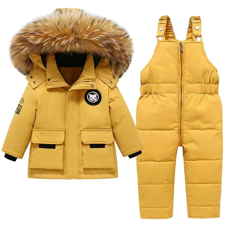 Ensembles de vêtements pour tout-petits, combinaisons de neige d'hiver pour bébés filles, doudounes chaudes, combinaisons à capuche en fourrure optique, combinaisons trempées, 0-3 ans