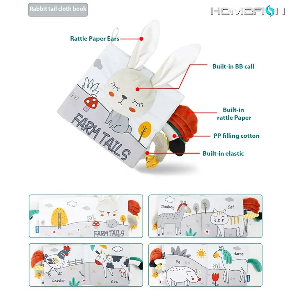 Poussette d'apprentissage mentaires oriel Montessori pour bébés et tout-petits, jouets de nettoyage doux, drapeau tactile 3D, livre de gril pour les abonnés élevés, cadeaux pour nourrissons et tout-petits