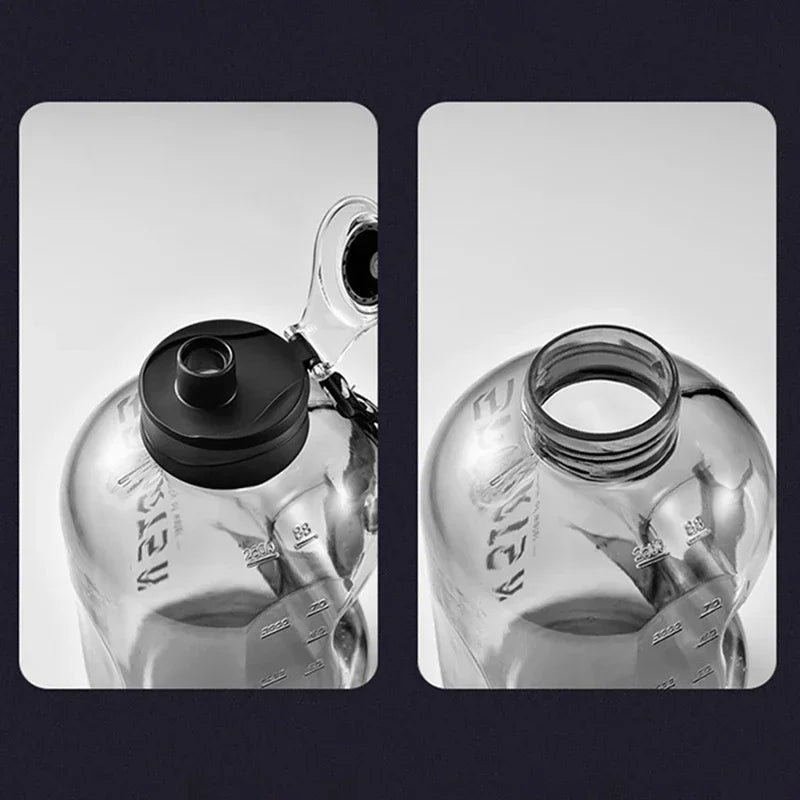 Bouteille d'eau de grande capacité de 2.7 litres, bouilloire d'eau de sport, de gymnastique, de Camping, de voyage, bouteilles à boire BPA, tasse spatiale en plastique Portable