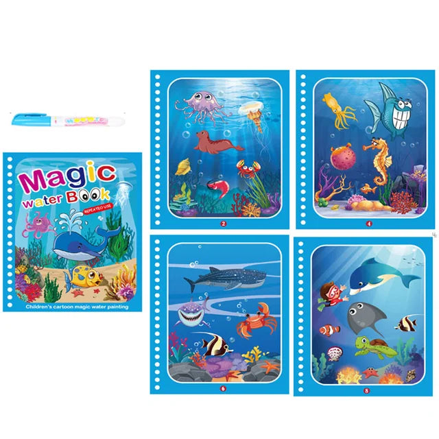 1 livre + 1 stylo livre de coloriage réutilisable livre de peinture à l'eau éducation précoce sensorielle Puzzle dessin jouets