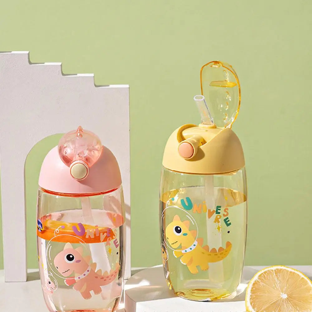 Bouteille d'eau dinosaure pour enfants avec paille en silicone, bouteille d'eau en plastique, tasse d'été pour enfants, 500ml