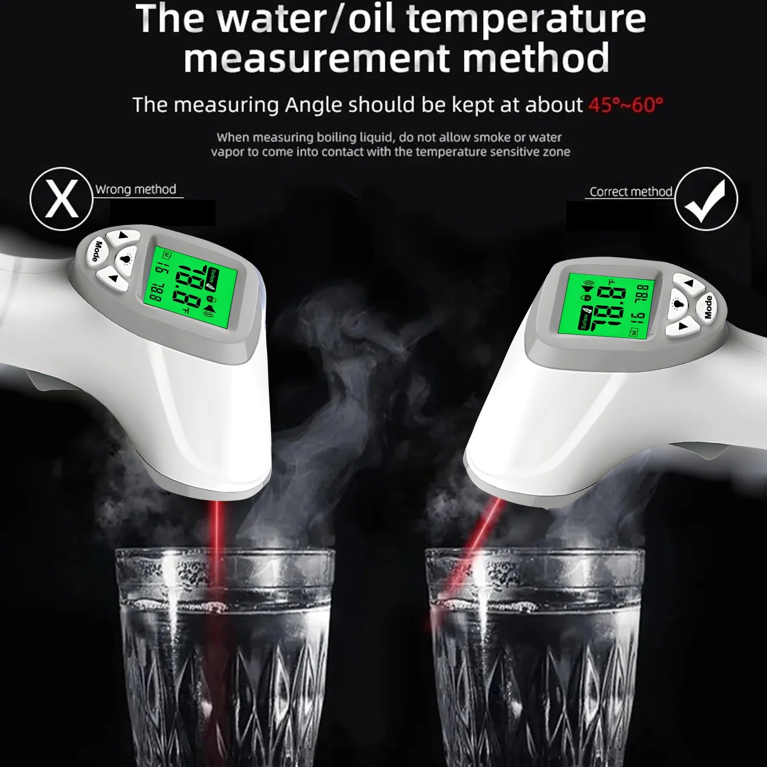 Thermomètre infrarouge numérique pyromètre extérieur Laser compteur haute température thermomètres de cuisine alimentaire ajuster le compteur de chaleur