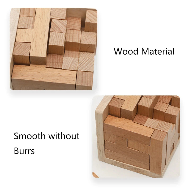 Puzzles 3D en bois avec 25 blocs en forme de T, jouets classiques Luban Lock Cube, jeu intellectuel pour enfants et adultes