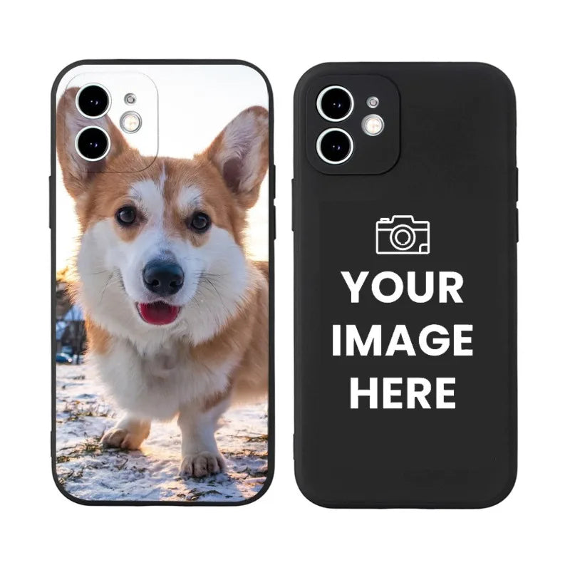 Étui de téléphone avec images personnalisées pour iPhone, coque souple en Silicone noir avec Photo personnalisée pour anniversaire 17 16