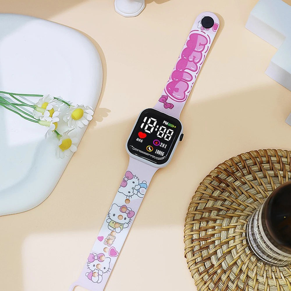Nouveau Hello Kitty enfants montres filles enfants montre de Sport électronique mode montre numérique femmes étudiant cadeau de noël