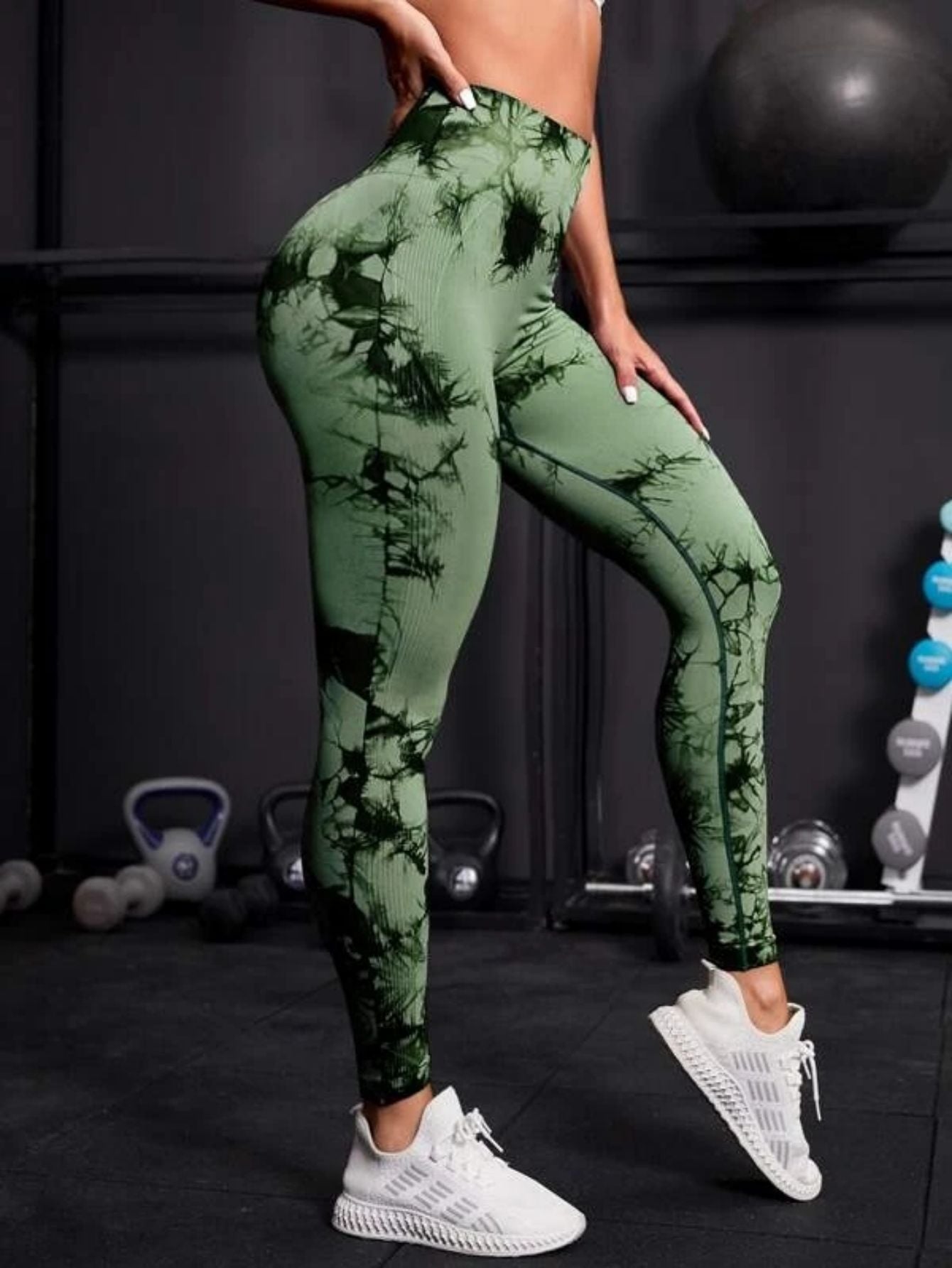 Leggings taille haute sans couture pour femmes, teinture par nouage, Fitness, sport, course à pied, pantalons de Yoga, levage des hanches, collants tricotés élastiques