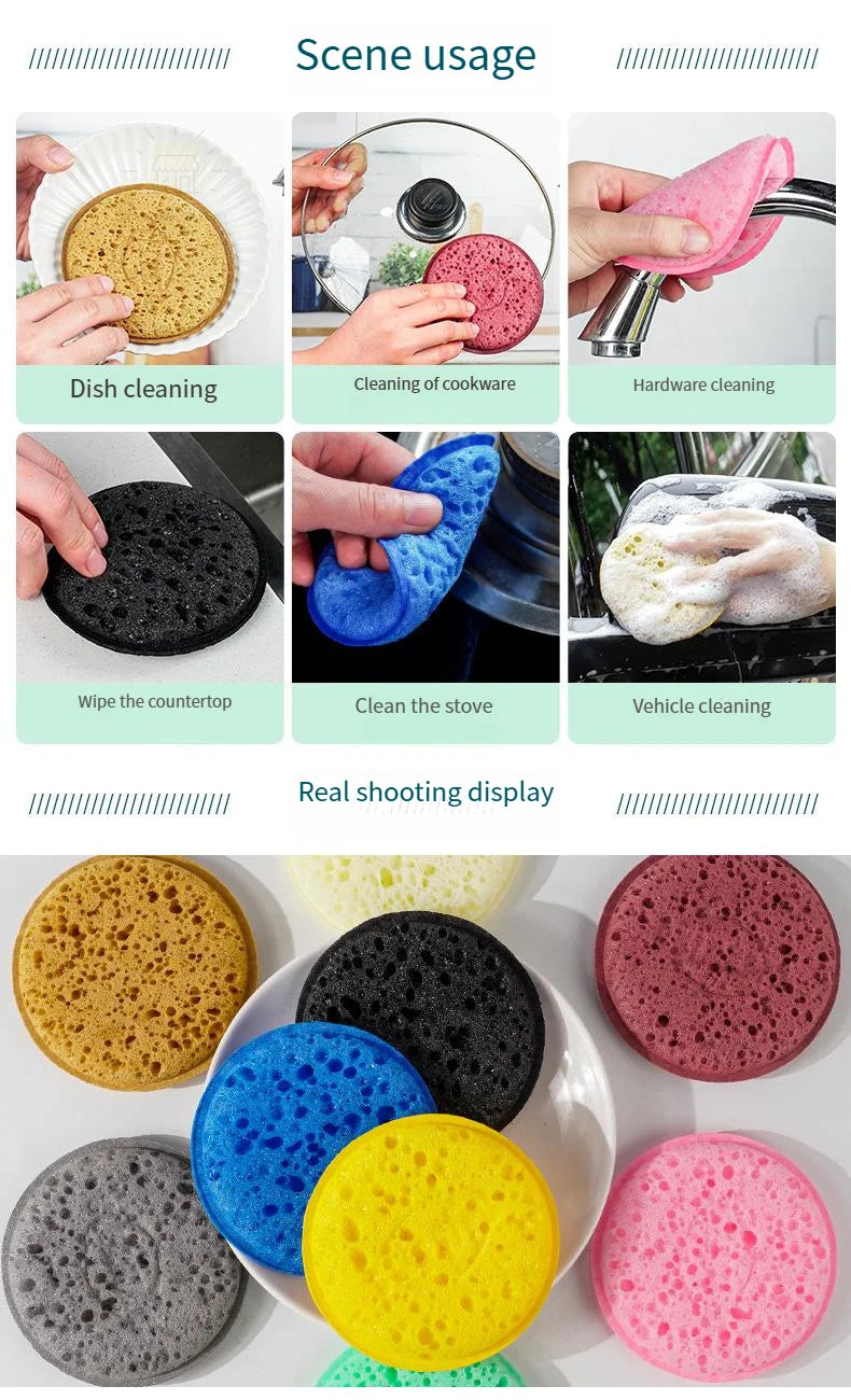 Éponge ronde à vaisselle de cuisine haute densité, douce et absorbante, pour nettoyer le Pot, tampon à récurer la rouille, pour enlever la éponge de nettoyage ménager