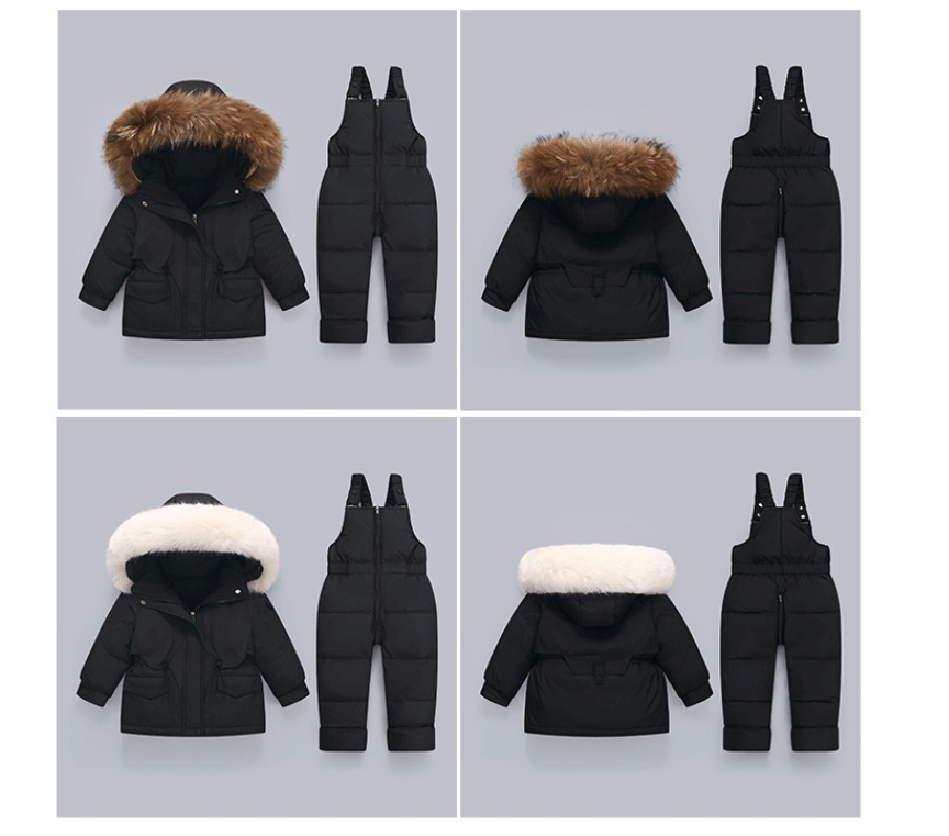 Ensembles de vêtements pour tout-petits, combinaisons de neige d'hiver pour bébés filles, doudounes chaudes, combinaisons à capuche en fourrure optique, combinaisons trempées, 0-3 ans