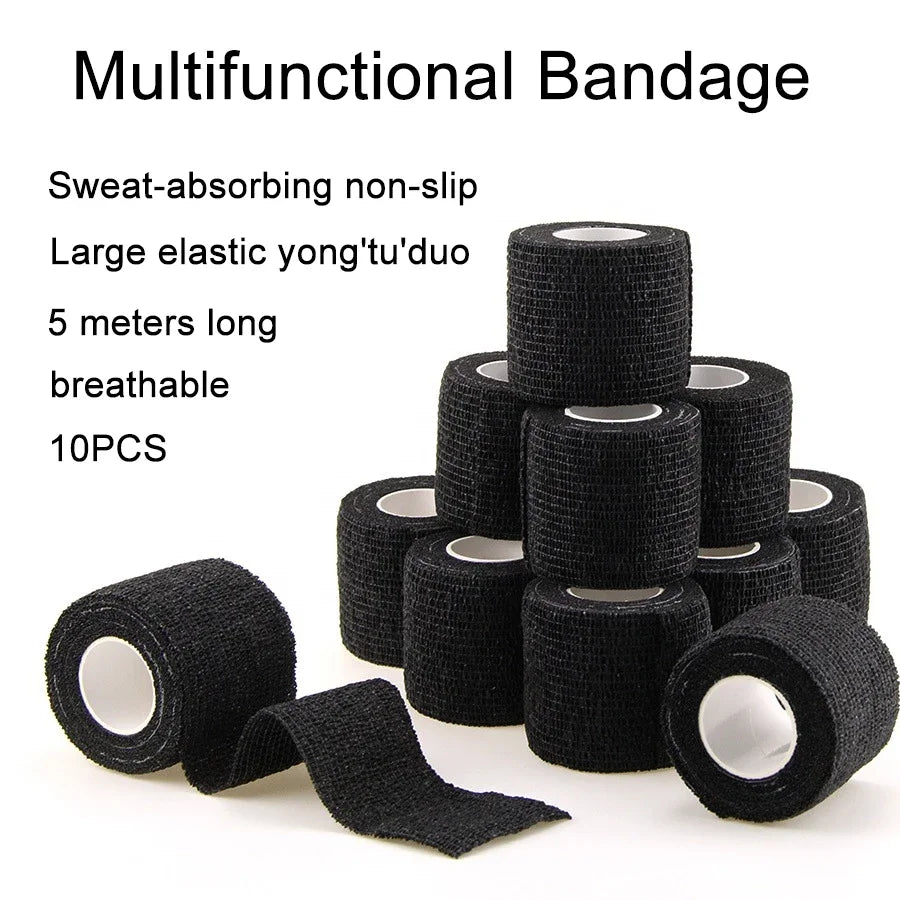 Bandages auto-adhésifs noirs, 10/20 pièces, élasticité cohésive, respirants, imperméables, bande de sport, poignet, cheville, premiers secours