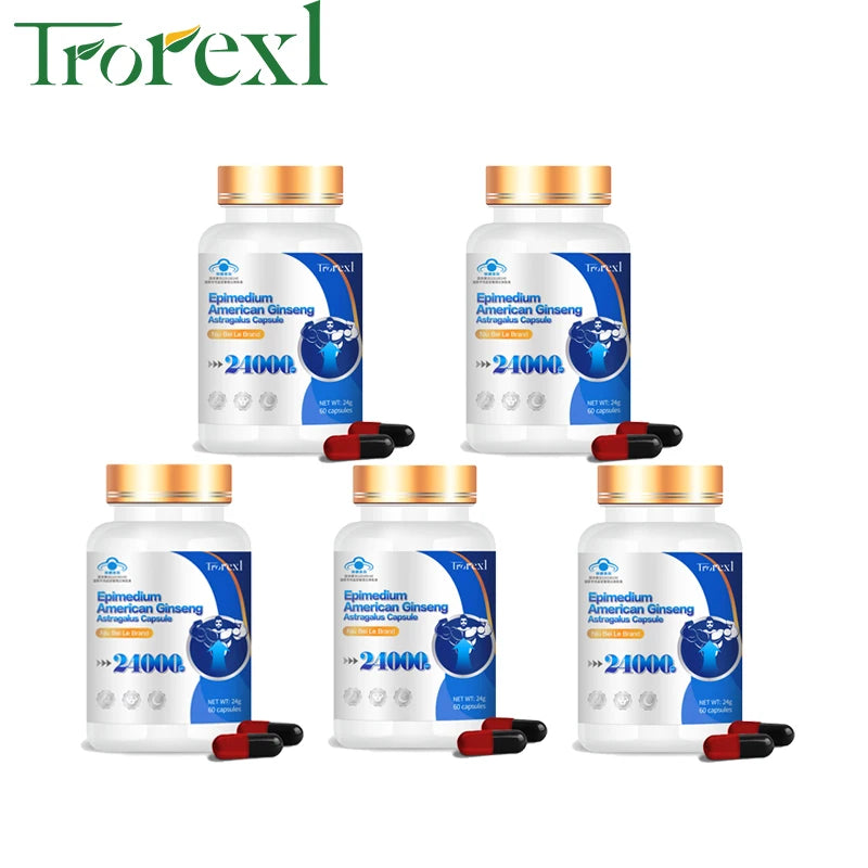 Supplément de ginseng américain biologique 100 % pur non OGM - 60 capsules soutient la santé reproductive, l'endurance d'énergie naturelle