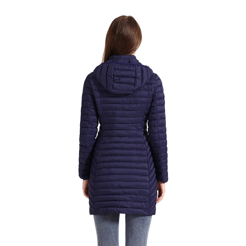 SANTELON hiver femmes ample Long Parka manteau avec capuche amovible femme solide ultraléger Portable chaud rembourré coton vêtements d'extérieur