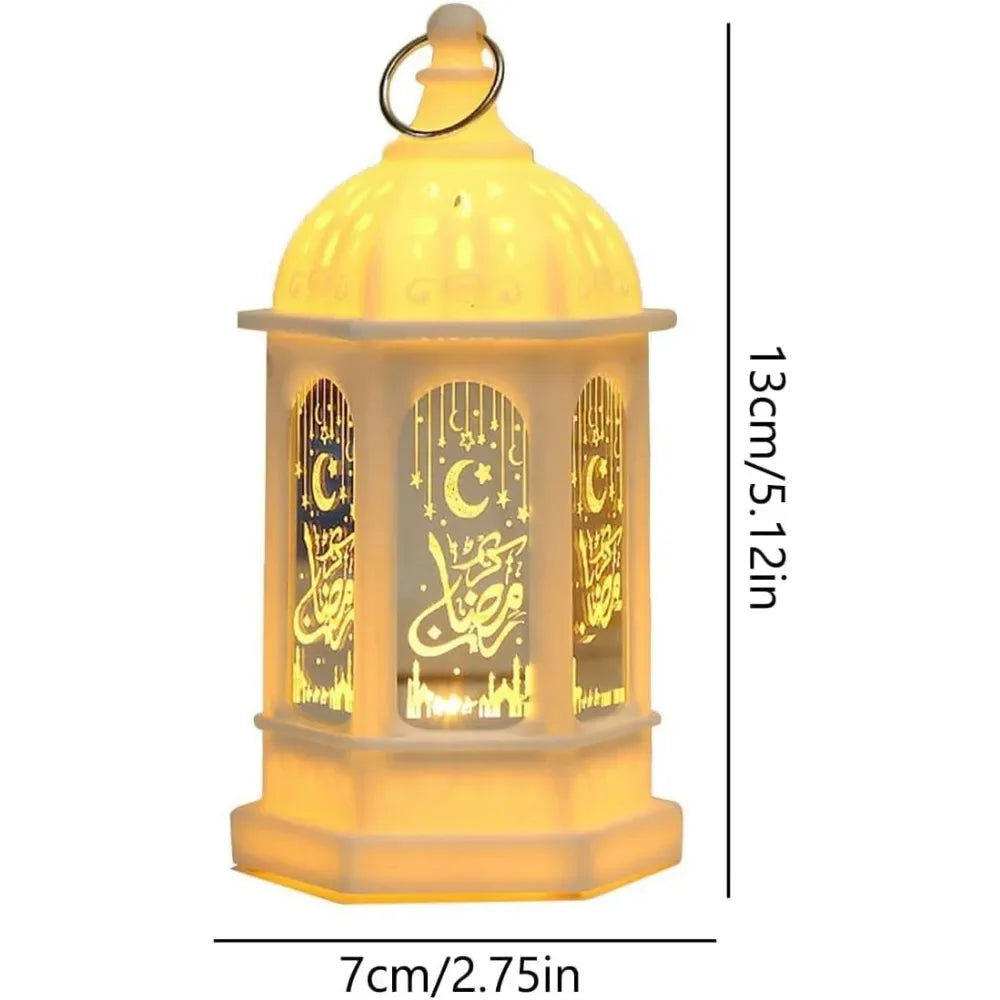 Ramadan Muslim Lantern, Eid Mubarak Ornament, LED Night Light for Festivals, Eid Al Adha Gift, Ramadan Gurbang Decoration for Home