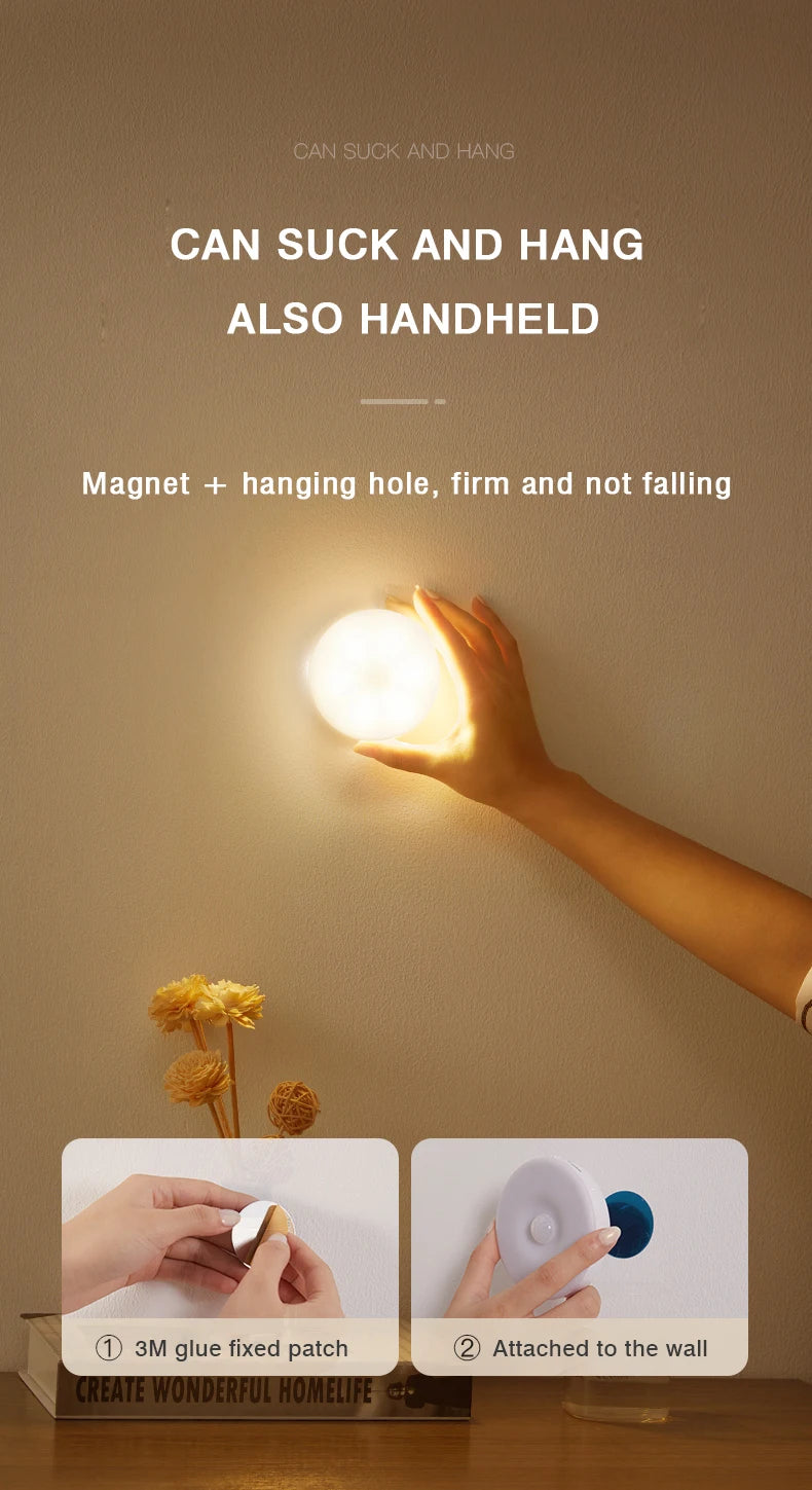 Veilleuse LED aste sans fil pour enfants, mini lampe de chevet portable, détecteur de mouvement, bébé